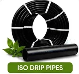 Coil of ISO drip irrigation pipe with an inline fitting
